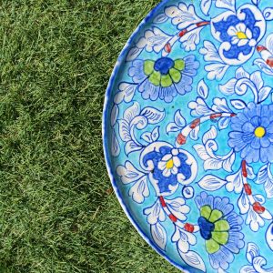 Florid Blue - Handmade Terracotta Pottery Multipurpose Platter Stunning handcrafted multipurpose pottery platter to add a dash of color to your home! Size: 14 inches approx in diameter