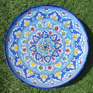 Flowery Passion - Handmade Terracotta Pottery Multipurpose Platter Stunning handcrafted multipurpose pottery platter to add a dash of color to your home! Size: 14 inches approx in diameter