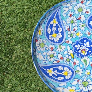 Tear Drops - Handmade Terracotta Pottery Multipurpose Platter Stunning handcrafted multipurpose pottery platter to add a dash of color to your home! Size: 14 inches approx in diameter
