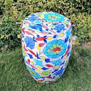 Dash Of White - Handcrafted Terracotta Pottery Multipurpose Stools Add a dash of color to your interior, with these stunning intricate multipurpose stools. Can be used as a 🌷Stool for sitting 🌷Foot rest 🌷Coffee table 🌷Garden chair Size Diameter: 9.5 Height: 16