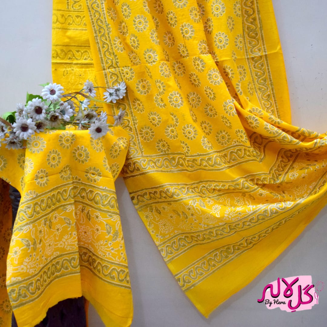 Yellow & Gold III - Shirt Dupatta Combo A mix of trend and tradition, The Gold Accented collection gives the ultimate glamourous look for any formal event. Its lightweight and breathable fabric makes it the perfect pick for all your outings. Bound to make you look hot without making you hot!